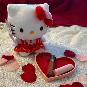 Sanrio Hello Kitty Plush, Lip Balm & Gloss Set and Heart Shaped Trinket Tray